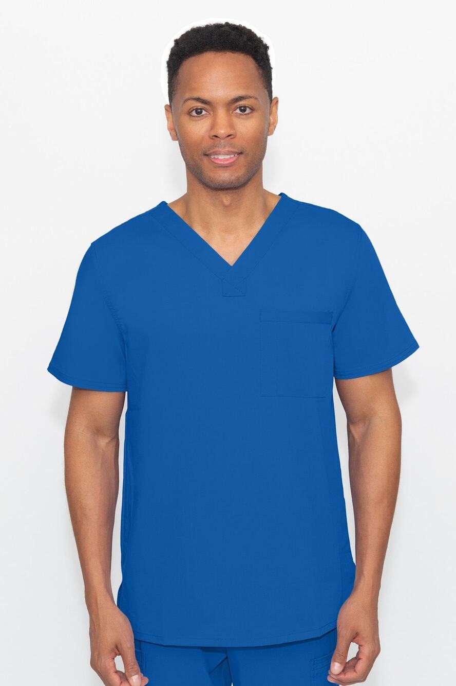 Healing Hands Scrub Shirt Men's Large Blue James 1-Pocket Stretch V-Neck 2223